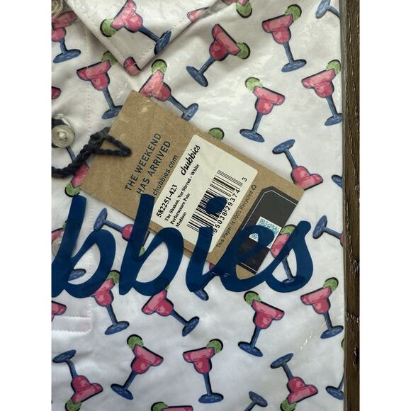 NEW Chubbies Performance Polo Shirt Mens Medium. The Shaken, Not Stirred -White - Picture 3 of 6